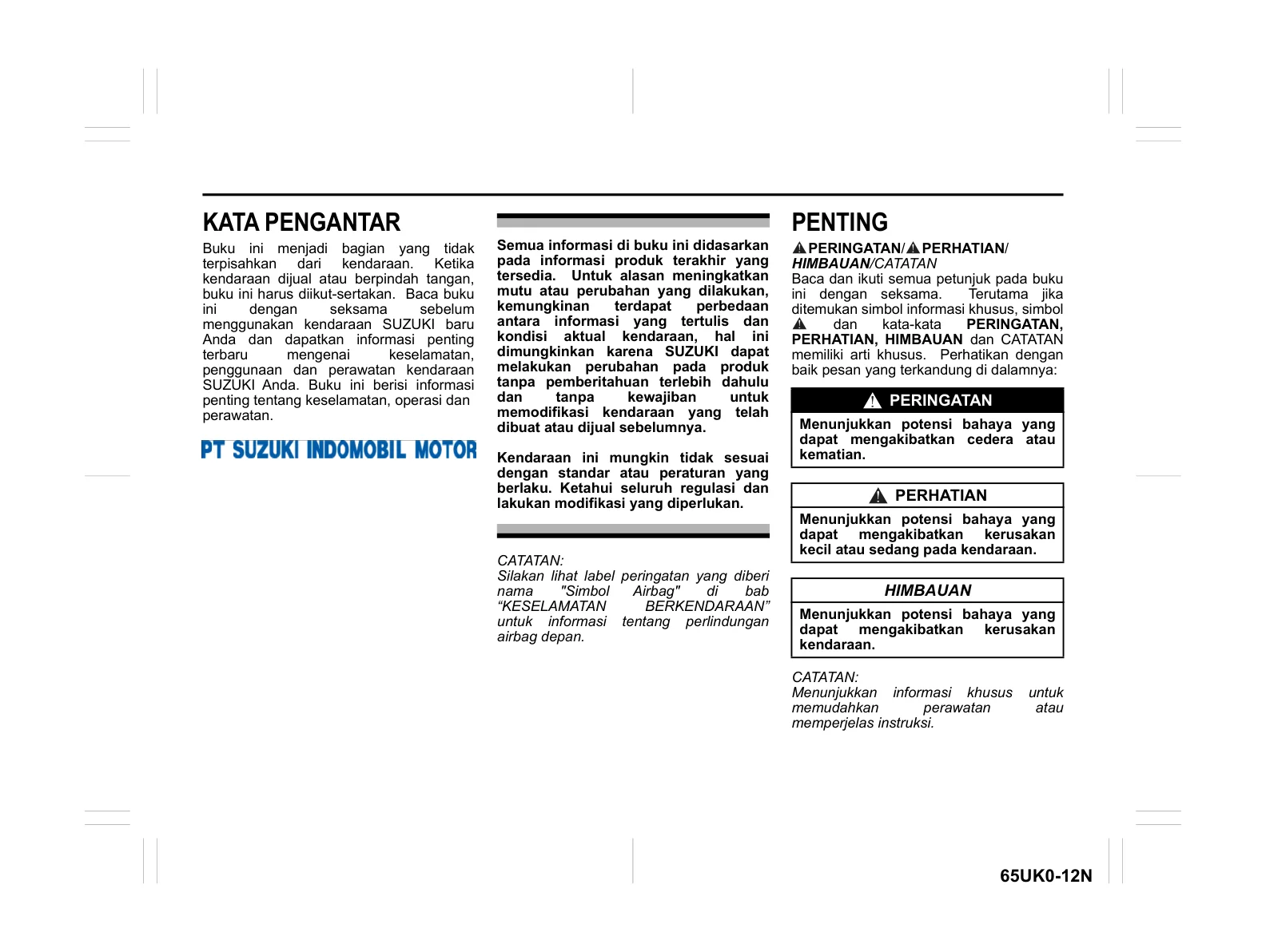 MEMO — Halaman 1 Owner's Manual Suzuki XL7 Hybrid