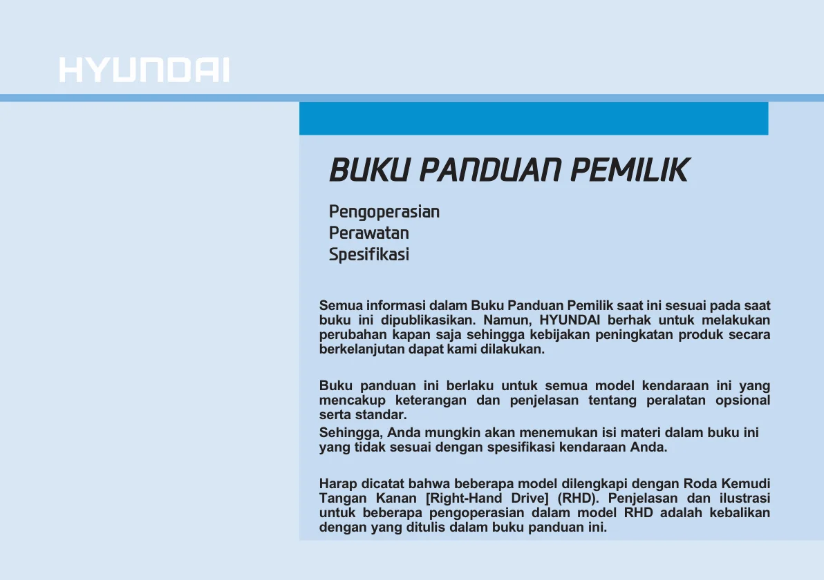 BUKU PANDUAN PEMILIK — Halaman 1 Owner's Manual Hyundai Ionic EV