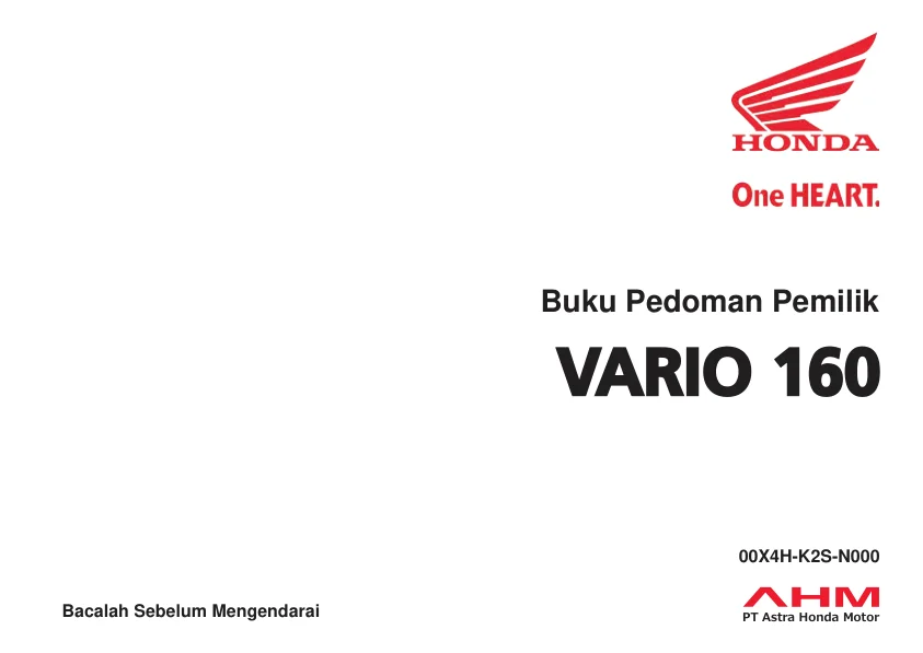 VARIO — Halaman 1 Owner's Manual Honda Vario 160 2022