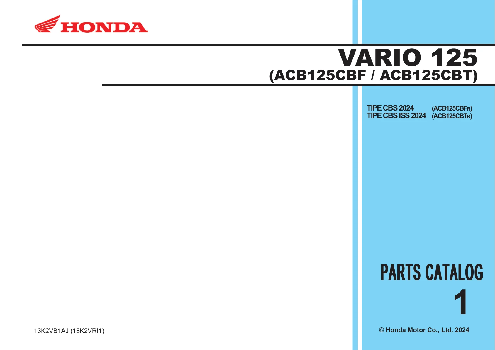 Halaman 1 Parts Catalog Honda Vario 125 Parts Catalog 2024