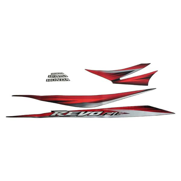 Stiker Body Set Kanan Hitam Merah Honda Revo 110