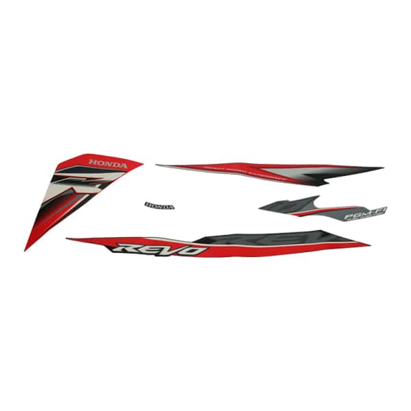 Sticker Body Set Kanan Merah Hitam Honda Revo 110 FI