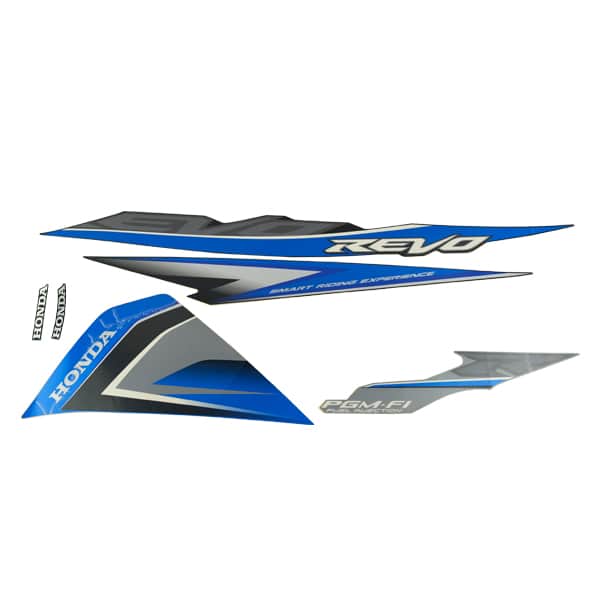 Sticker Body Set Kiri Biru Hitam Honda Revo 110 FI