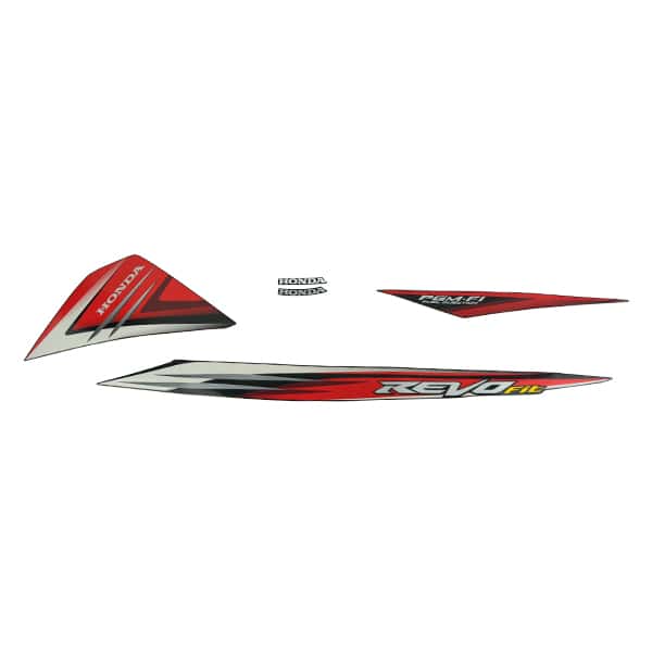Sticker Body Set Kiri Hitam Merah Honda Revo 110 FI
