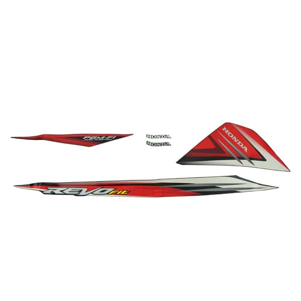 Sticker Body Set Kanan Hitam Merah Honda Revo 110 FI