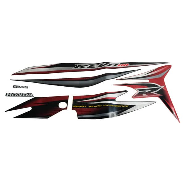 Stiker Body Set Kiri Hitam Merah Honda Revo 110