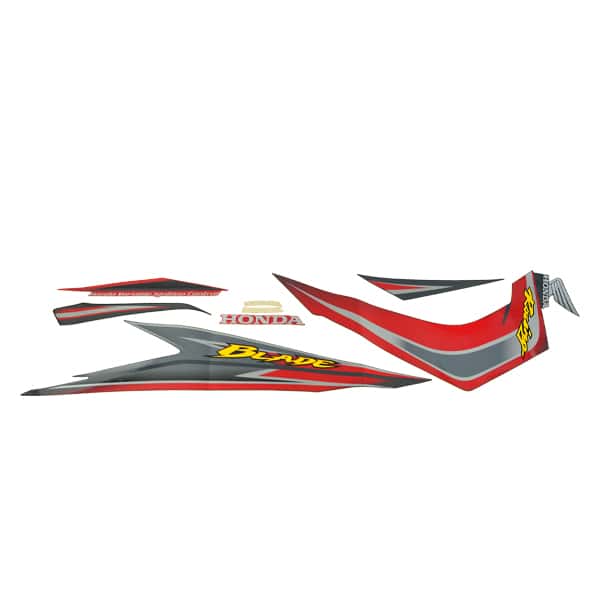 Sticker Body Set Kiri Hitam Merah Honda Blade 110 K07
