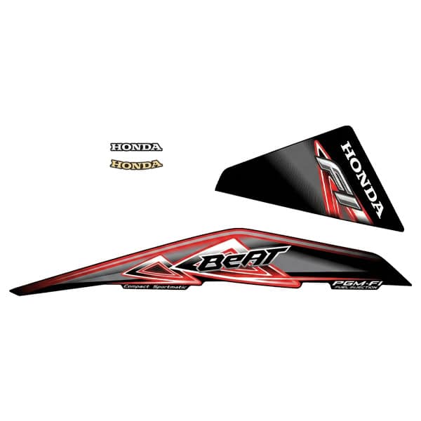 Sticker Body Set Kanan Hitam Merah Honda BeAT FI K25