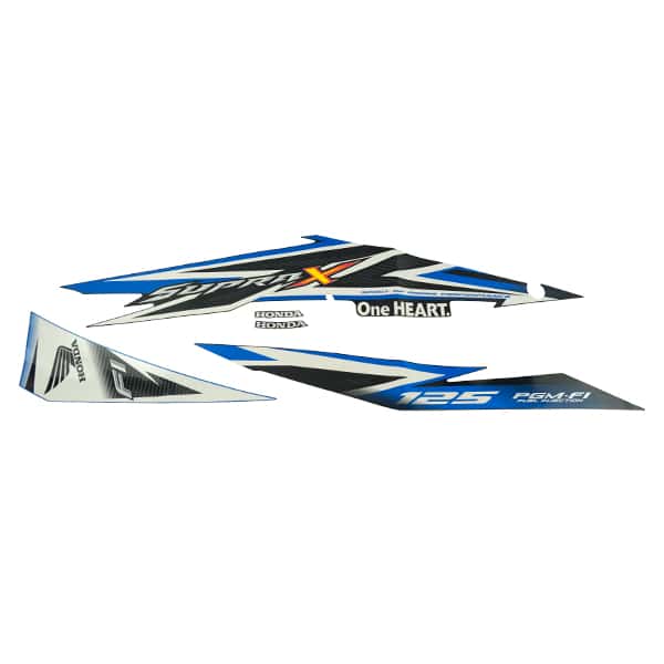 Sticker Body Set Kanan Biru Hitam Honda Supra X 125 FI
