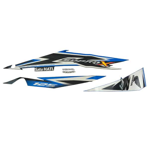 Sticker Body Set Kiri Biru Hitam Honda Supra X 125 FI