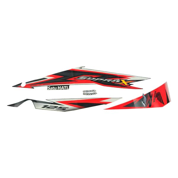 Sticker Body Set Kiri Putih Hitam Honda Supra X 125 FI