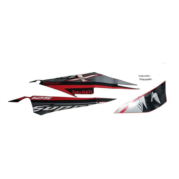Stiker Body Set Kiri Hitam Merah Honda Supra X 125 FI