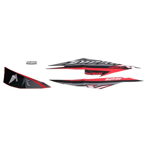 Stiker Body Set Kanan Hitam Merah Honda Supra X 125 FI