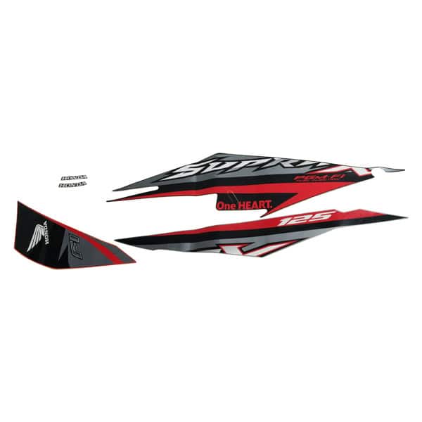 Stiker Body Set Kanan Hitam Merah Honda Supra X 125 FI