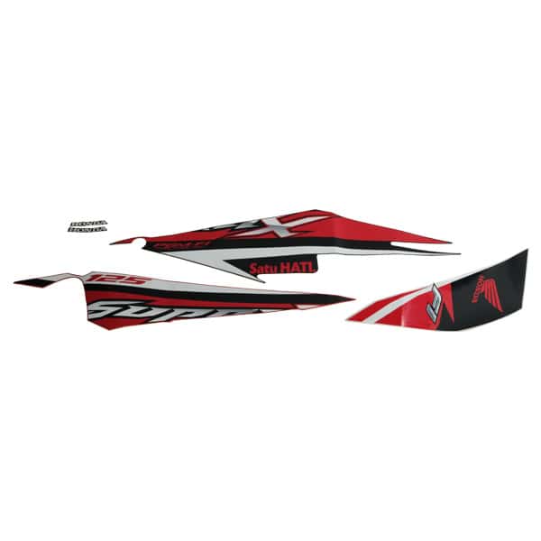 Stiker Body Set Kiri Hitam Putih Honda Supra X 125 FI