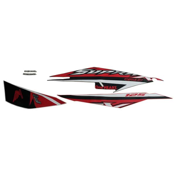 Stiker Body Set Kanan Putih Hitam Honda Supra X 125 FI