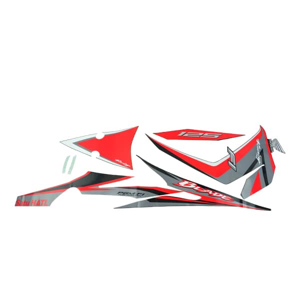 Sticker Body Set Kiri Hitam Merah Honda Blade 125 FI K47
