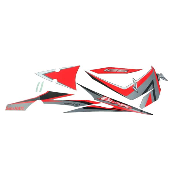 Sticker Body Set Kiri Hitam Merah Honda Blade 125 FI K47