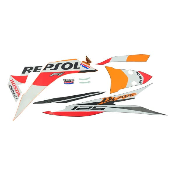 Sticker Body Kanan Set Orange Hitam Honda Blade 125 FI K47