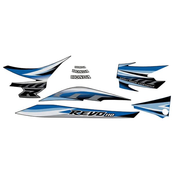 Sticker Body Kiri Hitam Biru Honda Revo 110