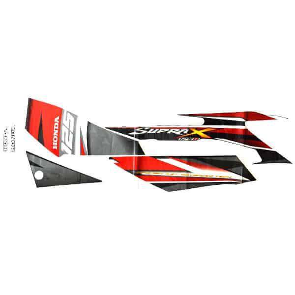 Sticker Body Kanan Hitam Merah Honda Supra X 125