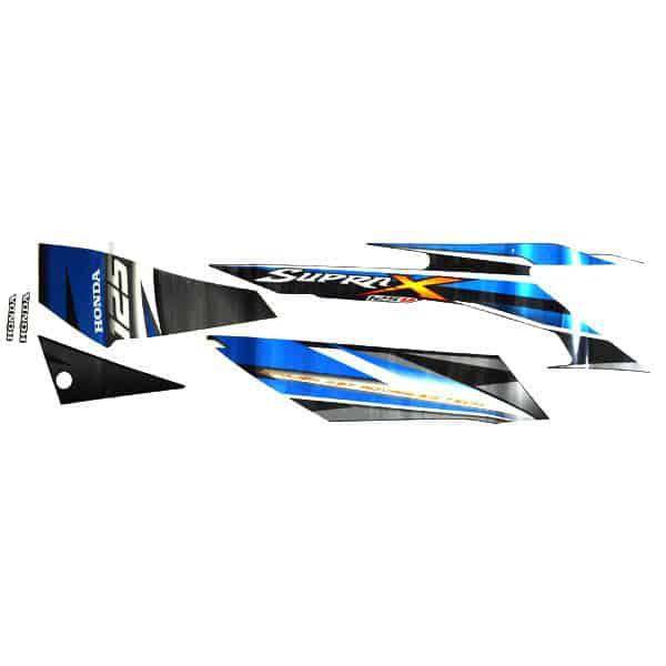 Sticker Body Kanan Hitam Biru Honda Supra X 125