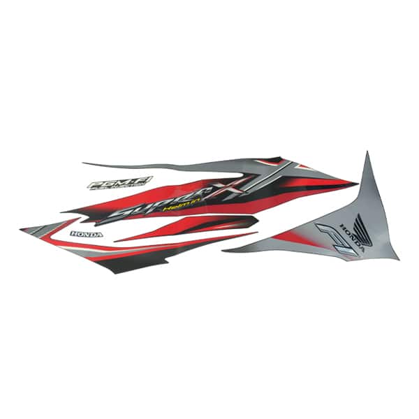 Sticker Body Set Kanan Hitam Merah Honda Supra X 125 Helm-In FI