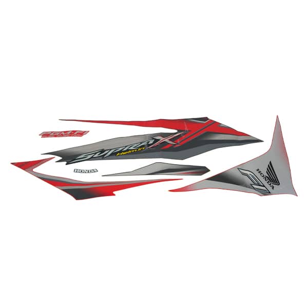 Sticker Body Set Kanan Merah Hitam Honda Supra X 125 Helm-In FI