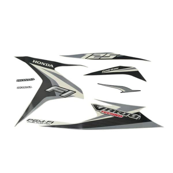 Sticker Body Set Kiri Putih Silver Honda Vario Techno 125 FI STD