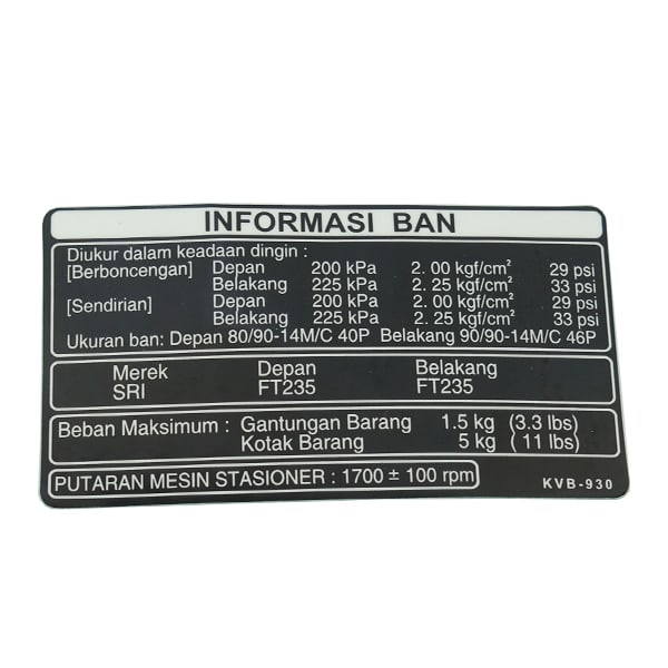 Label Tire Honda Vario 110 Techno
