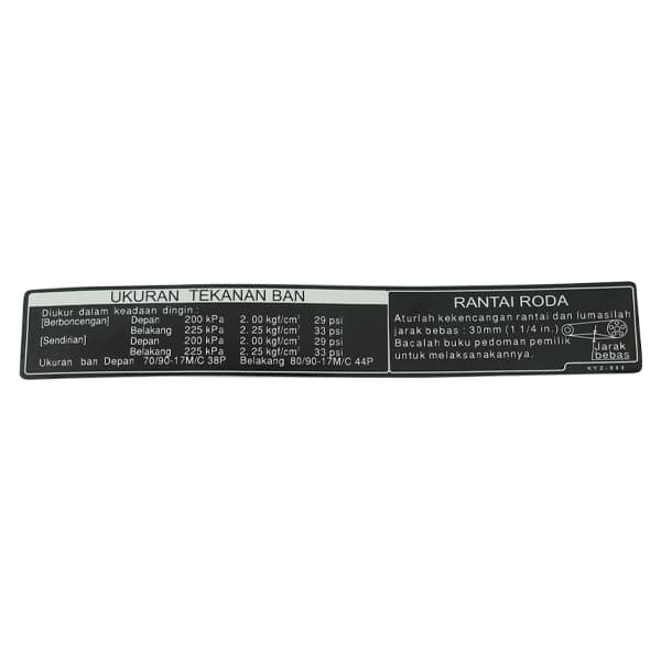Label Tire & Drive Chain Honda Supra X 125 Helm-In FI