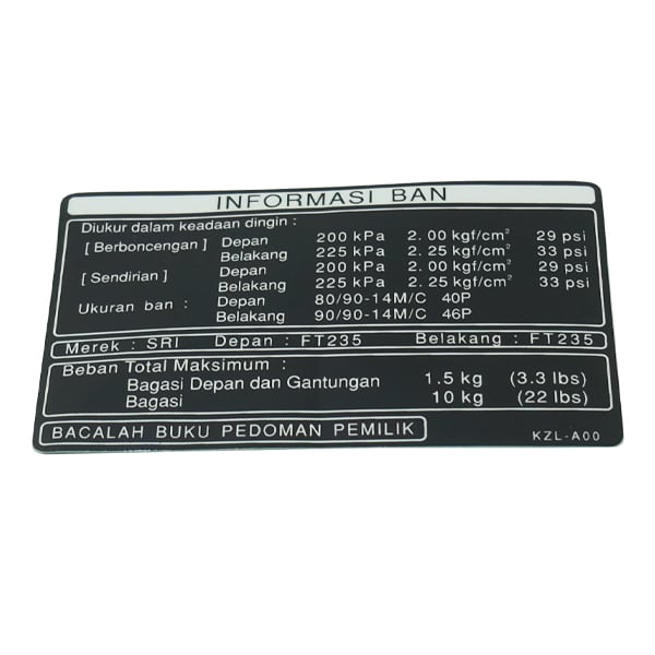Label Tire Honda Spacy Karburator