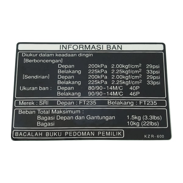 Label Tire Honda Vario Techno 125 Helm-In FI CBS