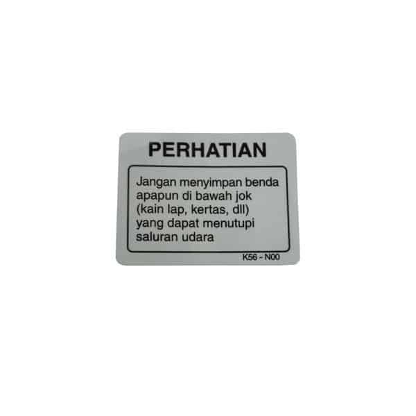 Sticker (Label Air Intake Notice) – Sonic 150R K56 & Supra GTR 150 K56F